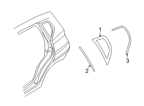 2008 Chevy Aveo5 Quarter Panel - Glass & Hardware Diagram