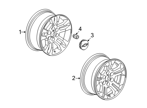 2014 Chevy Silverado 1500 Wheel Rim, 18X8.5J Aluminum 24Mm Outside 139.7X6Xm14 B Diagram for 20937771