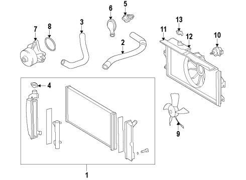 2010 Pontiac Vibe Cooling System, Radiator, Water Pump, Cooling Fan Diagram 6 - Thumbnail