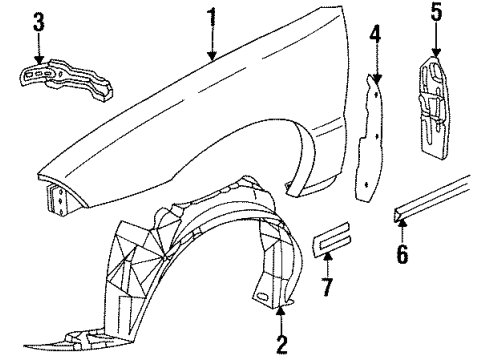 1998 Buick Skylark Insert, Front Fender Center Rear Molding *Black Diagram for 22598755