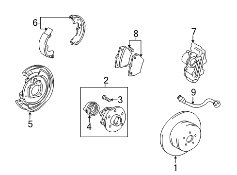 2009 Pontiac Vibe Rear Brakes Diagram 2 - Thumbnail