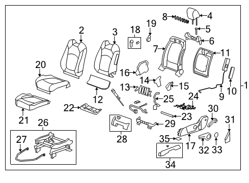 2014 Chevy Traverse Front Seat Components Diagram 1 - Thumbnail