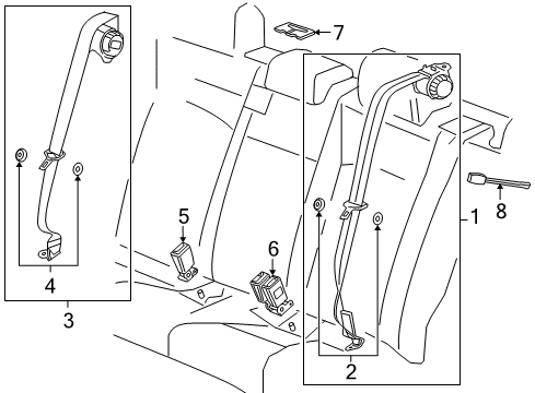 2011 Chevy Cruze BELT KIT,R/SEAT CTR (RETR SI) *COCOA/L*COCOA Diagram for 19353094