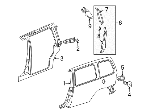 1998 Pontiac Trans Sport Reinforcement, Body Side Frame Belt Diagram for 10235938