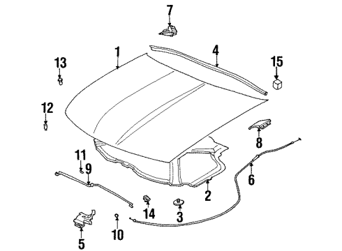 2001 Saturn SC1 Hood & Components, Body Diagram