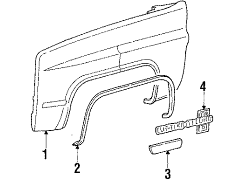 1990 GMC R2500 Suburban Fender & Components Diagram