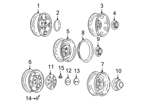 1996 Chevy P30 Wheel Rim Assembly, 16 X 6.5 Diagram for 9591782