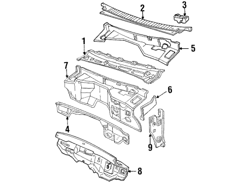 1992 Chevy K3500 Cab Cowl Diagram 3 - Thumbnail