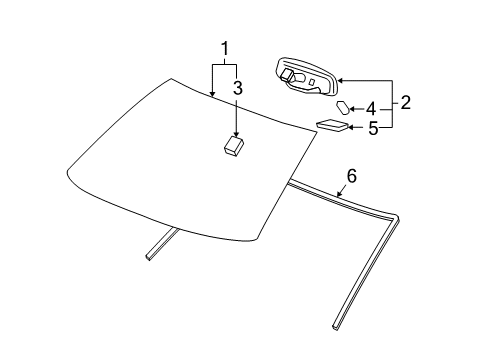 2009 Chevy HHR Windshield Glass, Reveal Moldings Diagram