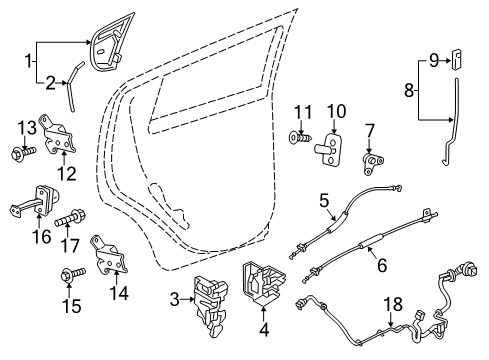 2013 Chevy Spark Rear Door - Lock & Hardware Diagram