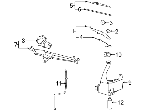 2006 Pontiac Solstice Wiper & Washer Components, Body Diagram