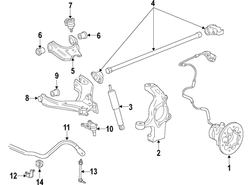 2019 Chevy Suburban 3500 HD Front Suspension, Control Arm Diagram