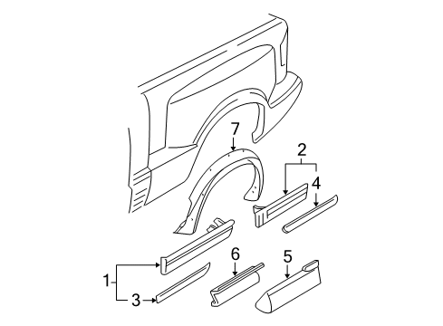 1998 Chevy S10 Exterior Trim - Pick Up Box Diagram 1 - Thumbnail