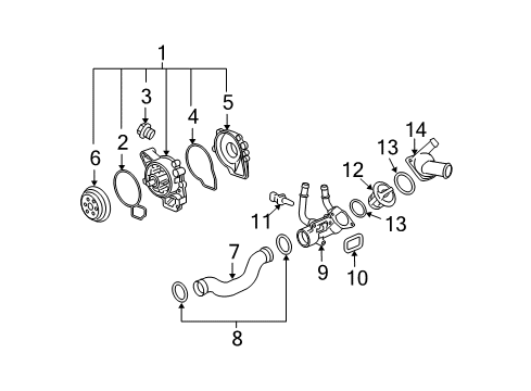 2008 Chevy HHR Housing Assembly, Engine Coolant Thermostat Diagram for 12590275