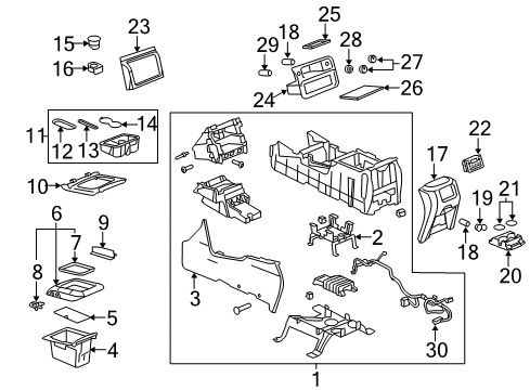 2006 GMC Yukon Compartment,Front Floor Console Rear Diagram for 15178539