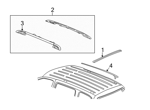 2001 Chevy Tahoe Rail Assembly, Luggage Carrier Side *Black Diagram for 25783490