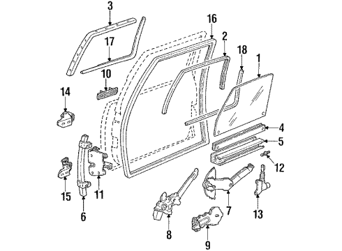 1996 Pontiac Trans Sport Front Door, Body Diagram