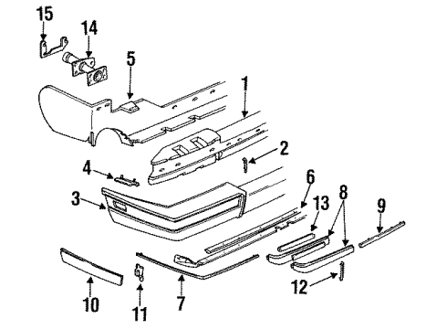 1986 Cadillac Seville Reflx Assembly, Rear Bumper Diagram for 16508661