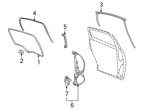 2008 Buick LaCrosse Rear Door - Glass & Hardware Diagram