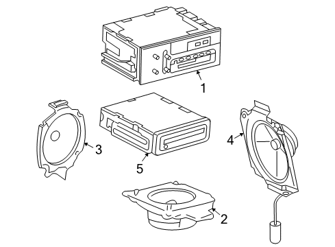 2001 Oldsmobile Bravada Speaker, Radio Front *Marked Print Diagram for 15020589