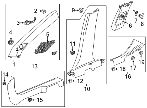 2024 Cadillac XT4 GRILLE ASM-W/S SI G/MLDG SPKR *LUMINARY SS Diagram for 42850086