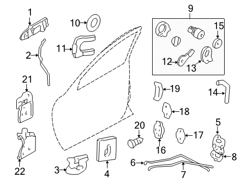 2001 Chevy Impala Handle Assembly, Front Side Door Inside *Blue Diagram for 10434207