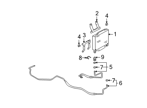 1996 GMC C2500 Cooler Asm,Trans Fluid Auxiliary Diagram for 89022535