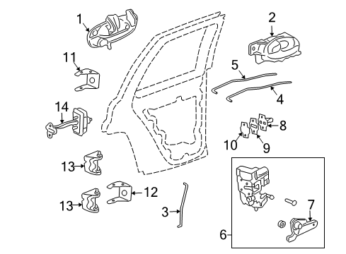 2006 Chevy Trailblazer EXT Rear Door - Lock & Hardware Diagram