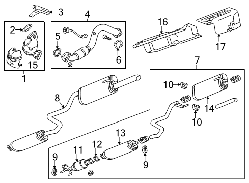 2013 Chevy Sonic Exhaust Muffler Assembly (W/ Exhaust & T/Pipe & 3W Diagram for 95185640