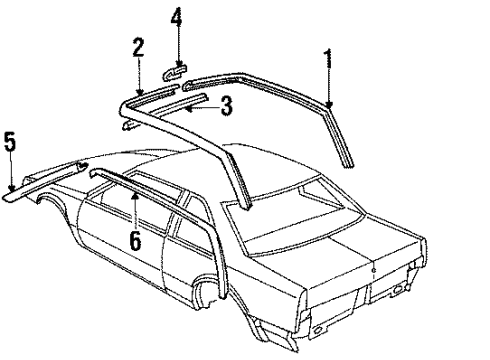 1987 Buick LeSabre Ret, Molding Reveal Windshield Upper (Service) *Black Diagram for 20624895