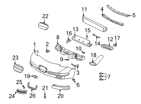 2000 Chevy Corvette Front Bumper Diagram