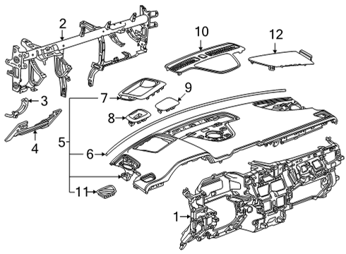 2022 Chevy Tahoe Grille Assembly, Si Wdo Defg Otlt *Black Diagram for 84869524