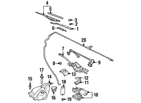 1999 Pontiac Grand Prix Wiper & Washer Components, Body Diagram