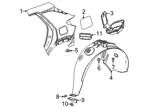 2022 Chevy Trailblazer Deflector Assembly, Rear Tire Frt Air *Black Diagram for 42751005