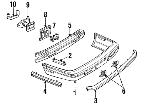 1991 Buick Riviera Rear Bumper, Cover Diagram for 1644510