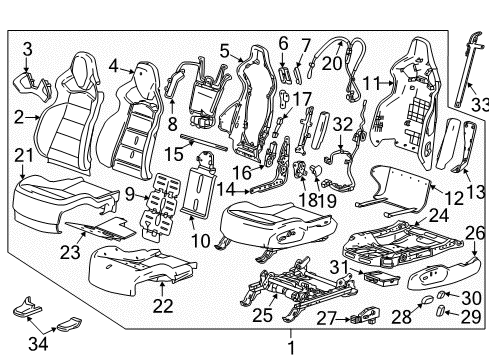 2019 Chevy Corvette Driver Seat Components Diagram 1 - Thumbnail