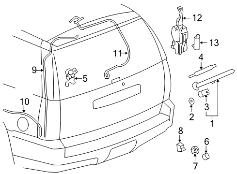 2009 GMC Yukon Wiper & Washer Components Diagram 2 - Thumbnail