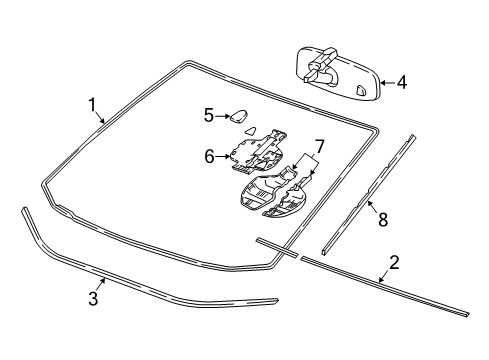 2016 Chevy Cruze Retainer, Windshield Side Reveal Molding Diagram for 84148001