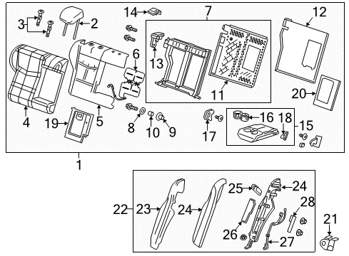 2018 Cadillac CTS Armrest Assembly, Rear Seat *Cashmere E Diagram for 23441600