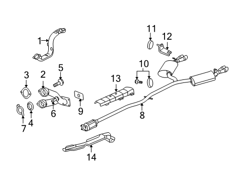 2005 Pontiac Bonneville Exhaust Muffler Assembly (W/ Exhaust & T/Pipe & 3W Diagram for 25763175