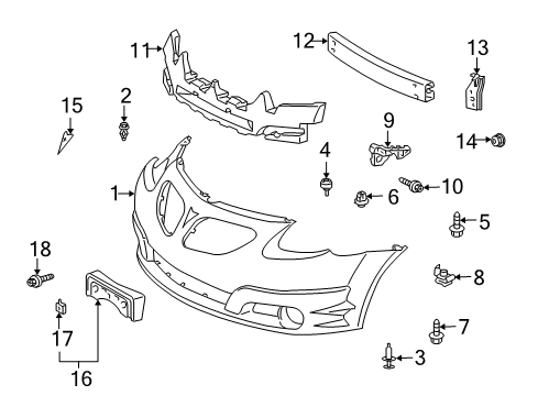 2007 Pontiac Vibe Front Bumper, Cover *Paint To Mat Diagram for 88973374