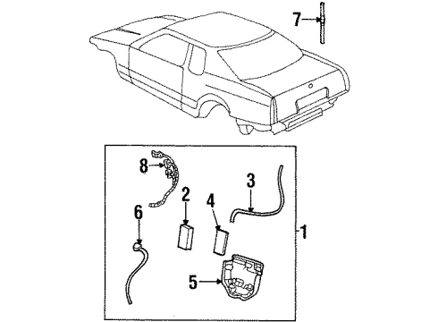 2002 Cadillac Eldorado Cable Assembly, Mobile Telephone Antenna Diagram for 12450725