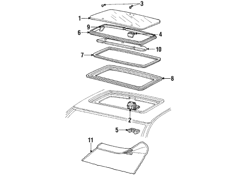 1986 Buick LeSabre W/Strip, Roof Panel Opening Vista/Vent Black Diagram for 20698162