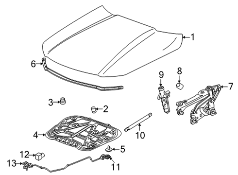 2020 Cadillac CT4 Weatherstrip Assembly, Hood Frt Edge Diagram for 84774532