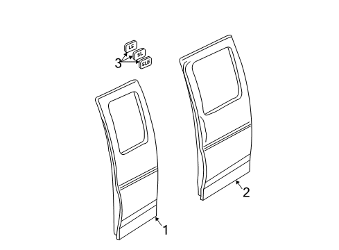 1998 Chevy Express 3500 Molding,Intermediate Side Door Diagram for 15960359