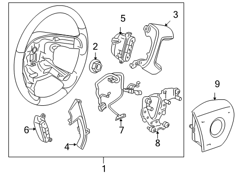 2007 GMC Yukon Steering Wheel Assembly *Ebony Diagram for 15917937