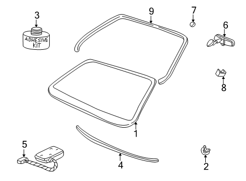 2002 Buick LeSabre Windshield Glass, Reveal Moldings Diagram