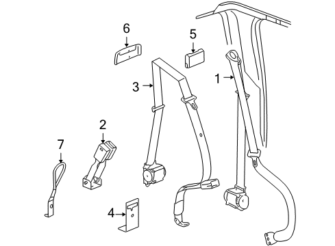 2011 Chevy Silverado 1500 Rear Seat Belts Diagram 1 - Thumbnail