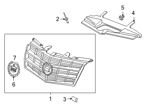 2014 Cadillac CTS Radiator Grille Emblem Diagram for 20828297