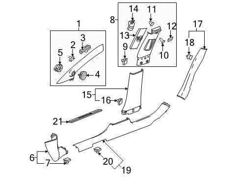 2012 Buick LaCrosse Panel,Body Lock Pillar Lower Trim Diagram for 9039662